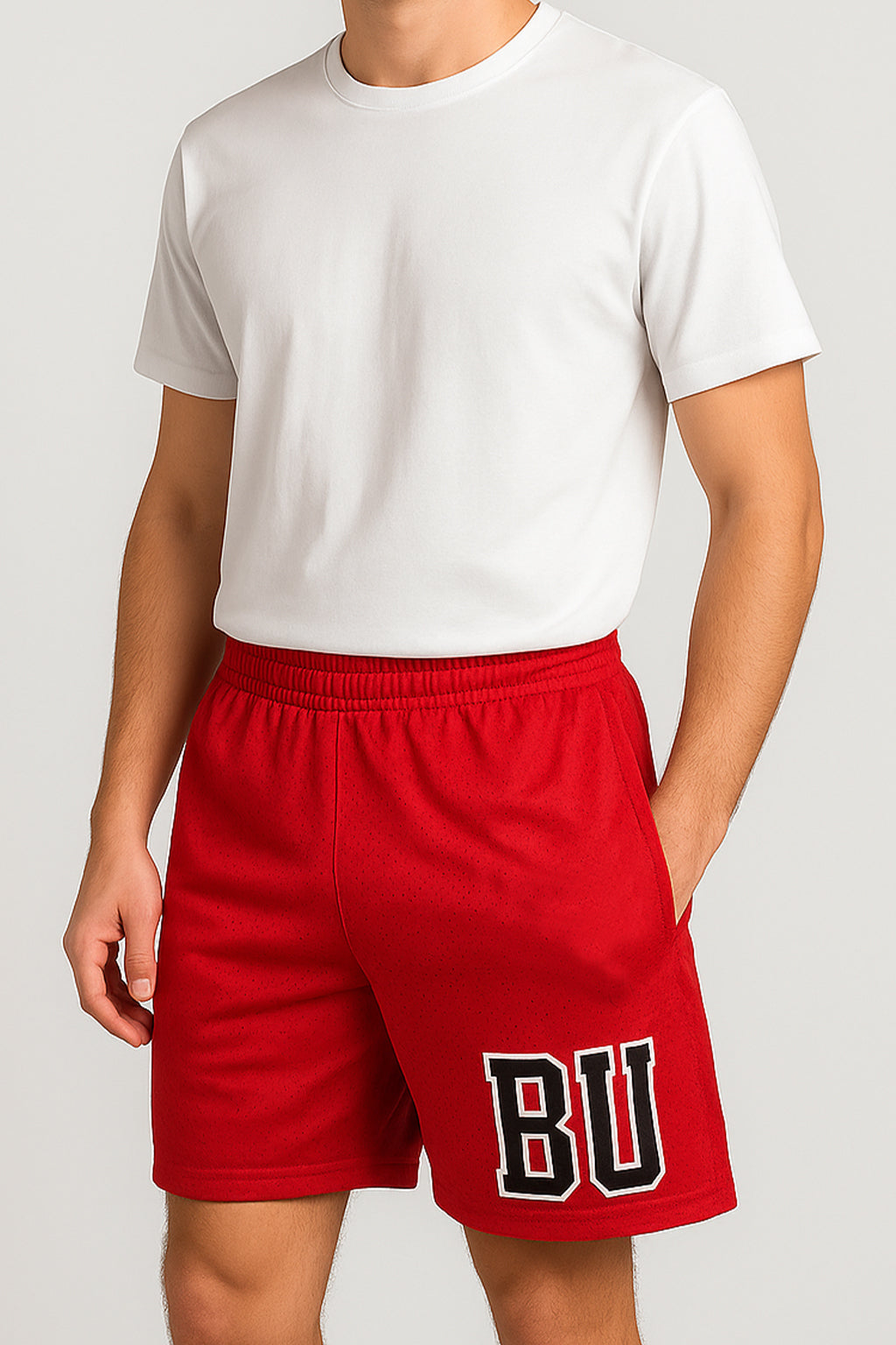 NBA Branded Boy's Polyester Shorts Red Color BST-02