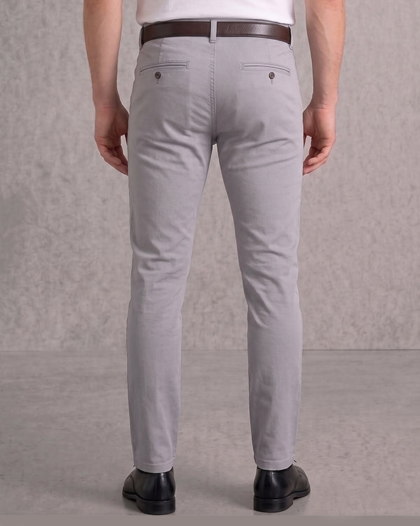 Zelig Branded Men's Grey Color Slim-Fit Cotton Chinos Branded MCP-28