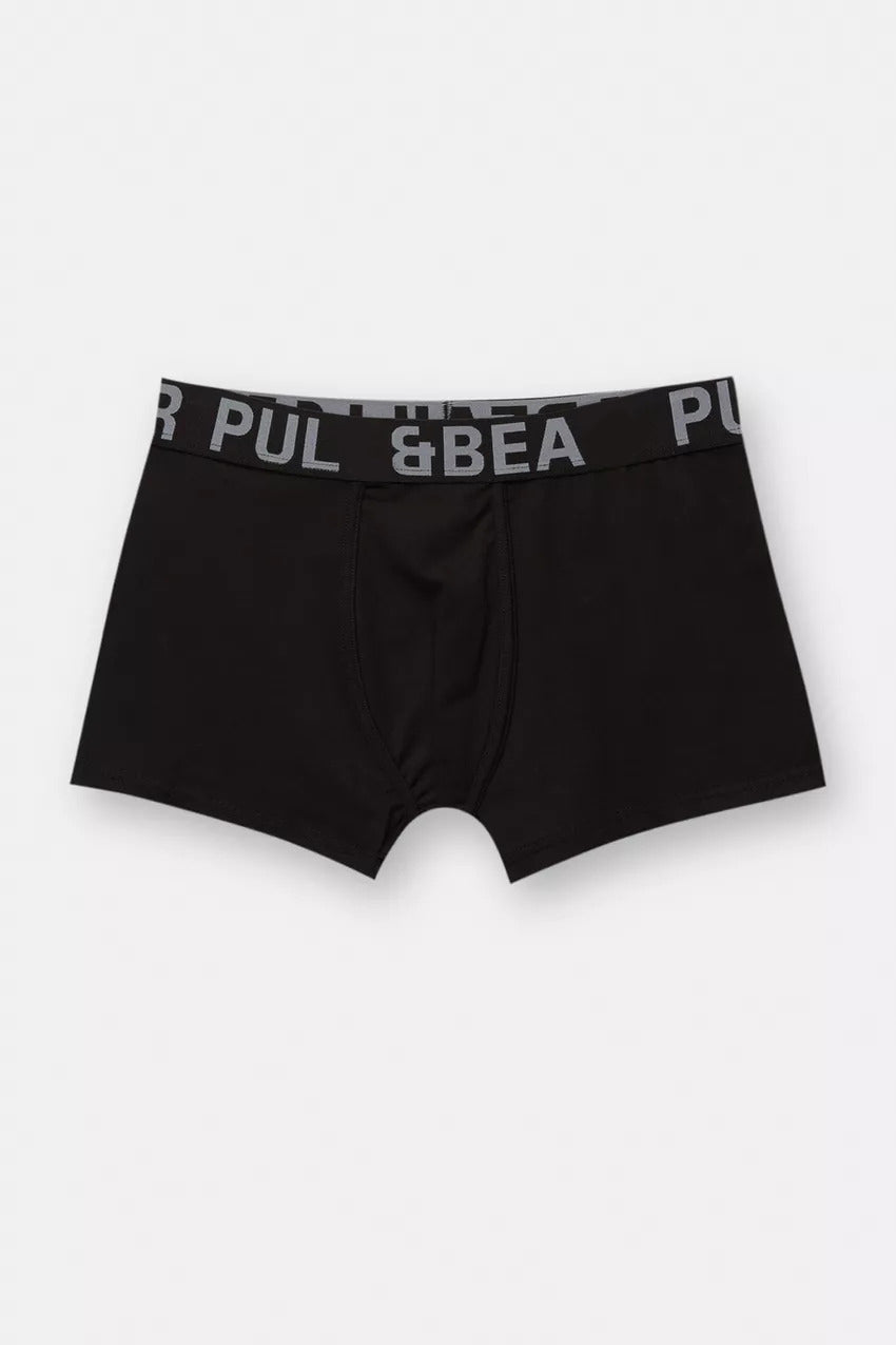 Men's Solid Black Boxer (Pack of 3) PulNBear