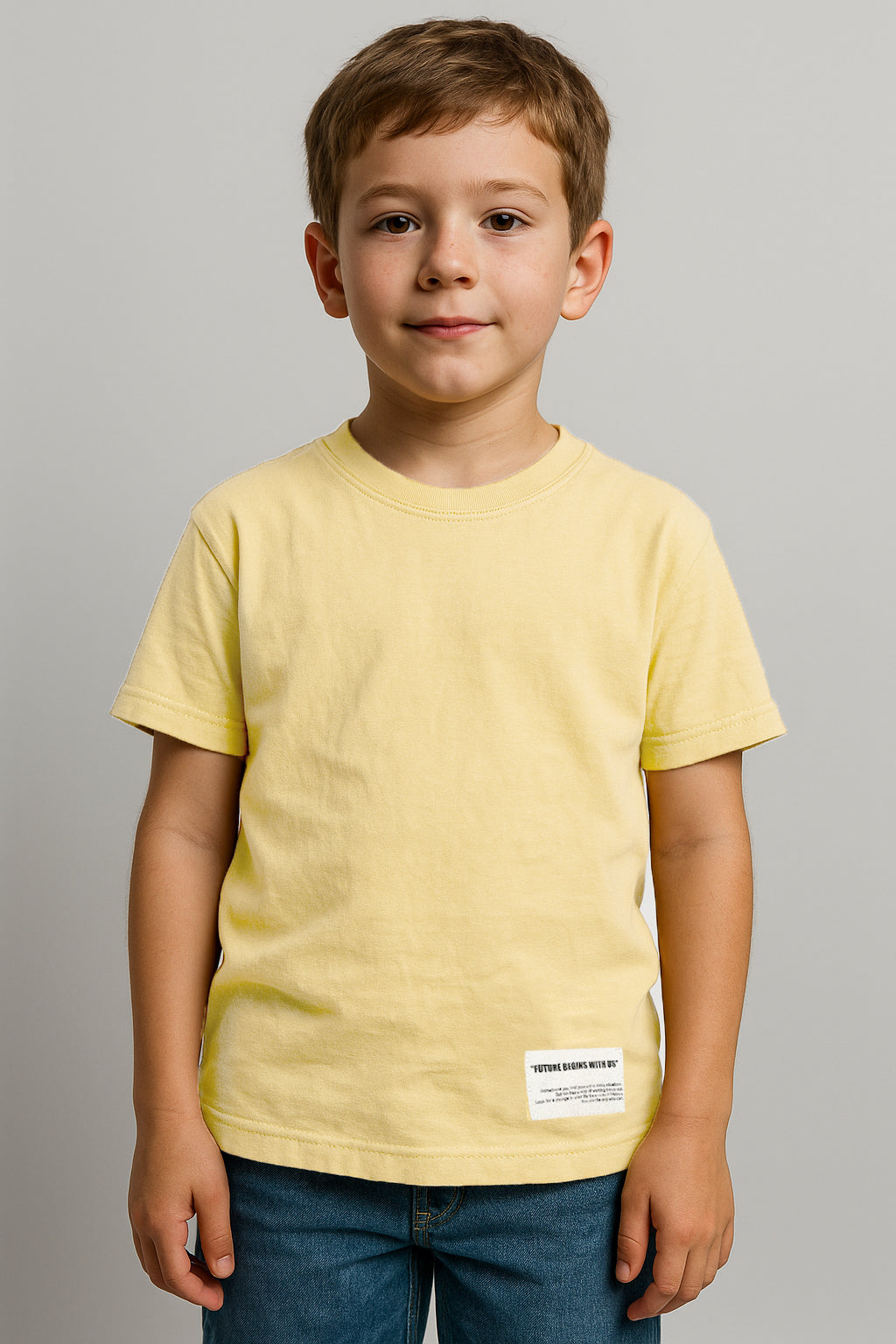 ZARRAA Branded Boy's Cream Color T-shirt BTS-09