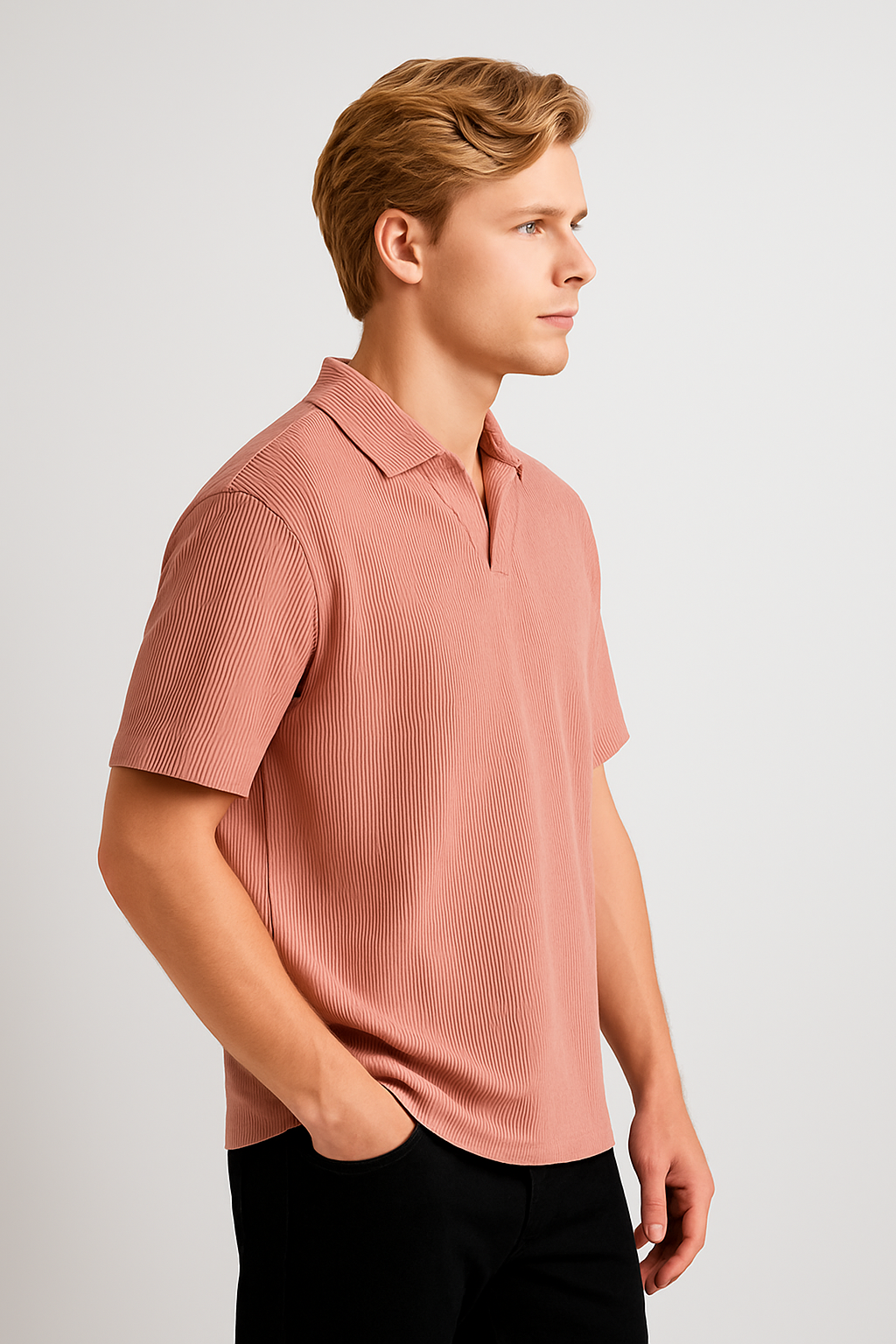 Spark Men's Pink Color Polo T-shirt MPT-02 E-09