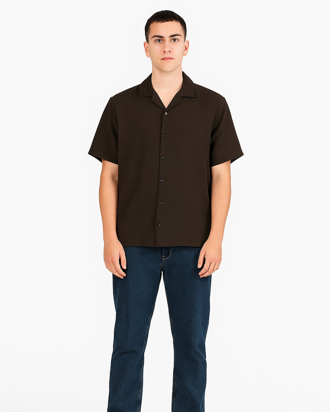 Zelig Branded Casual Textured Shirt Dull Black Color MCS-13