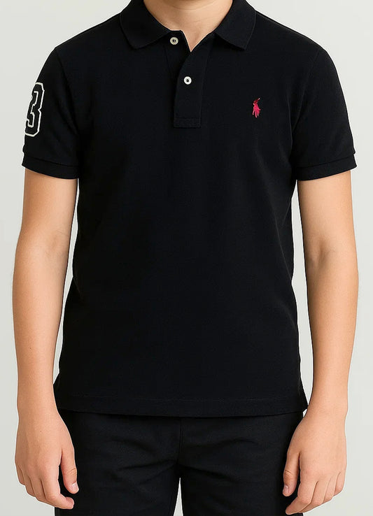 US Pollo Branded Boy's Polo T-shirt Black Color BPT-03