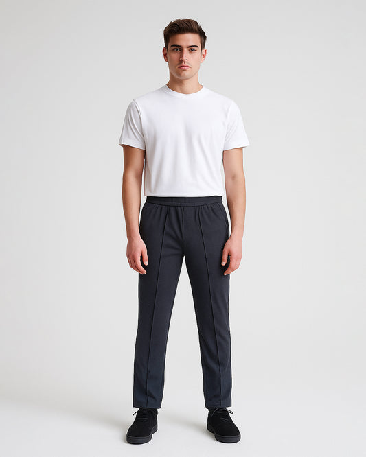 Zelig Branded Men's Black Textured Trouser MTR-05