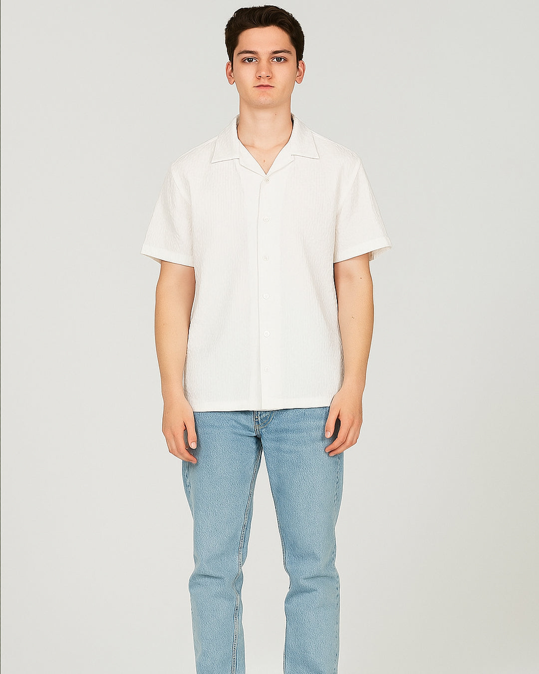 Zelig Branded Casual Textured Shirt White Color MCS-15