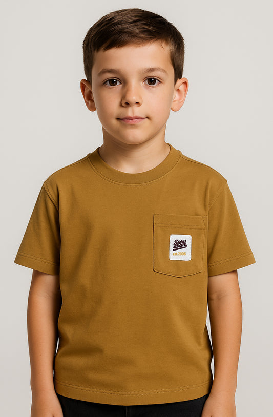 ZARRAA Branded  Boy's Camel Brown Color T-shirt BTS-15