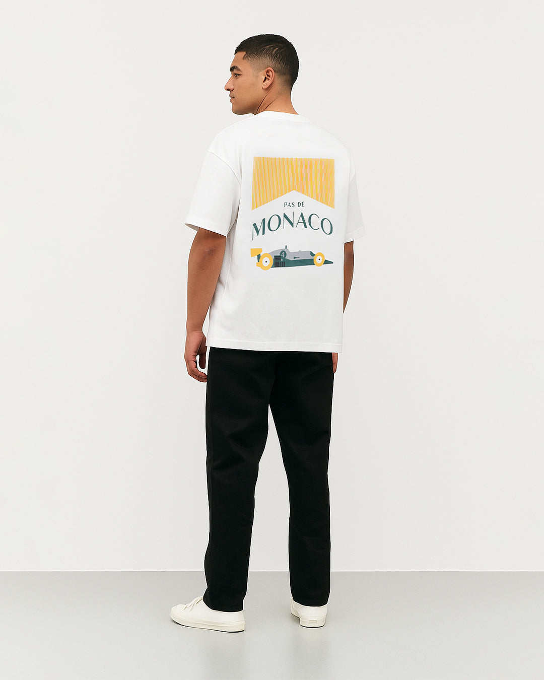 Pas Monaco Branded White Drop Shoulder Tee MT-14