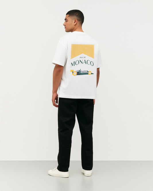 Pas Monaco Branded White Drop Shoulder Tee MT-14