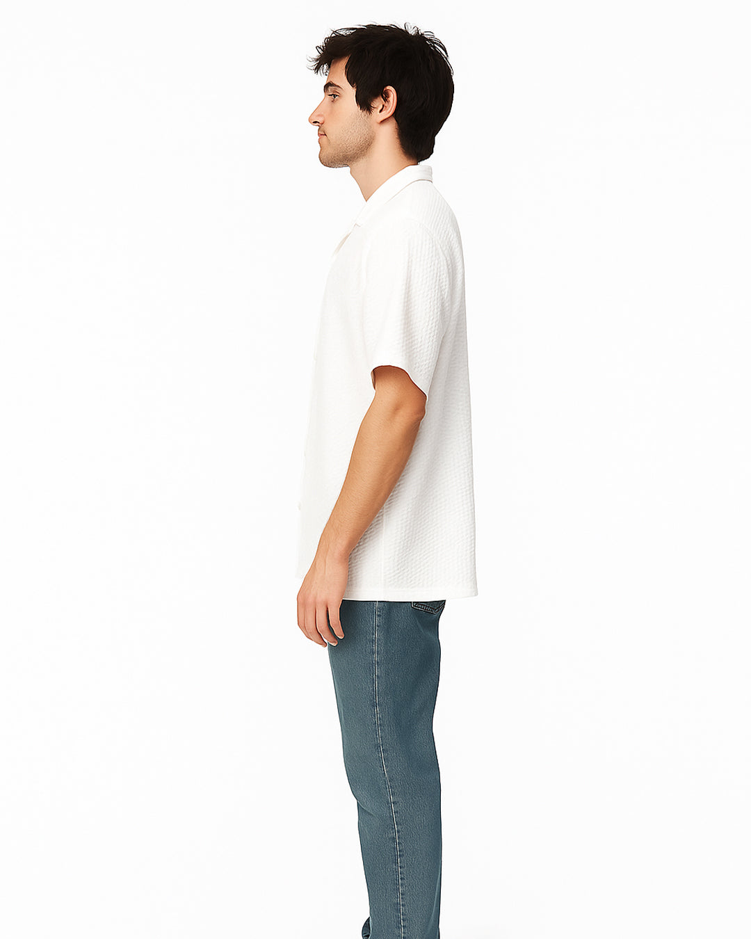 Zelig Branded Casual Textured Shirt White Color MCS-15