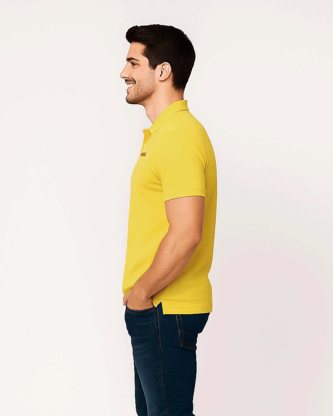 Bossy Hug Branded Polo T-shirt Mustard Color Mpt-43