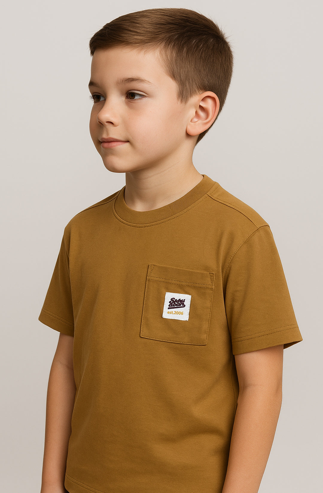 ZARRAA Branded Boy's Camel Brown Color T-shirt BTS-15