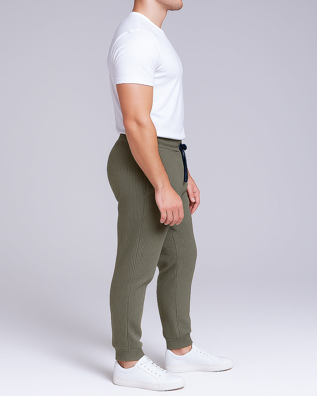 Olive Ribbed Unisex Jogger Trouser UT-20