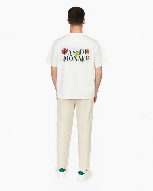 Pas Monaco Branded Men's White Drop Shoulder Tee MT-22