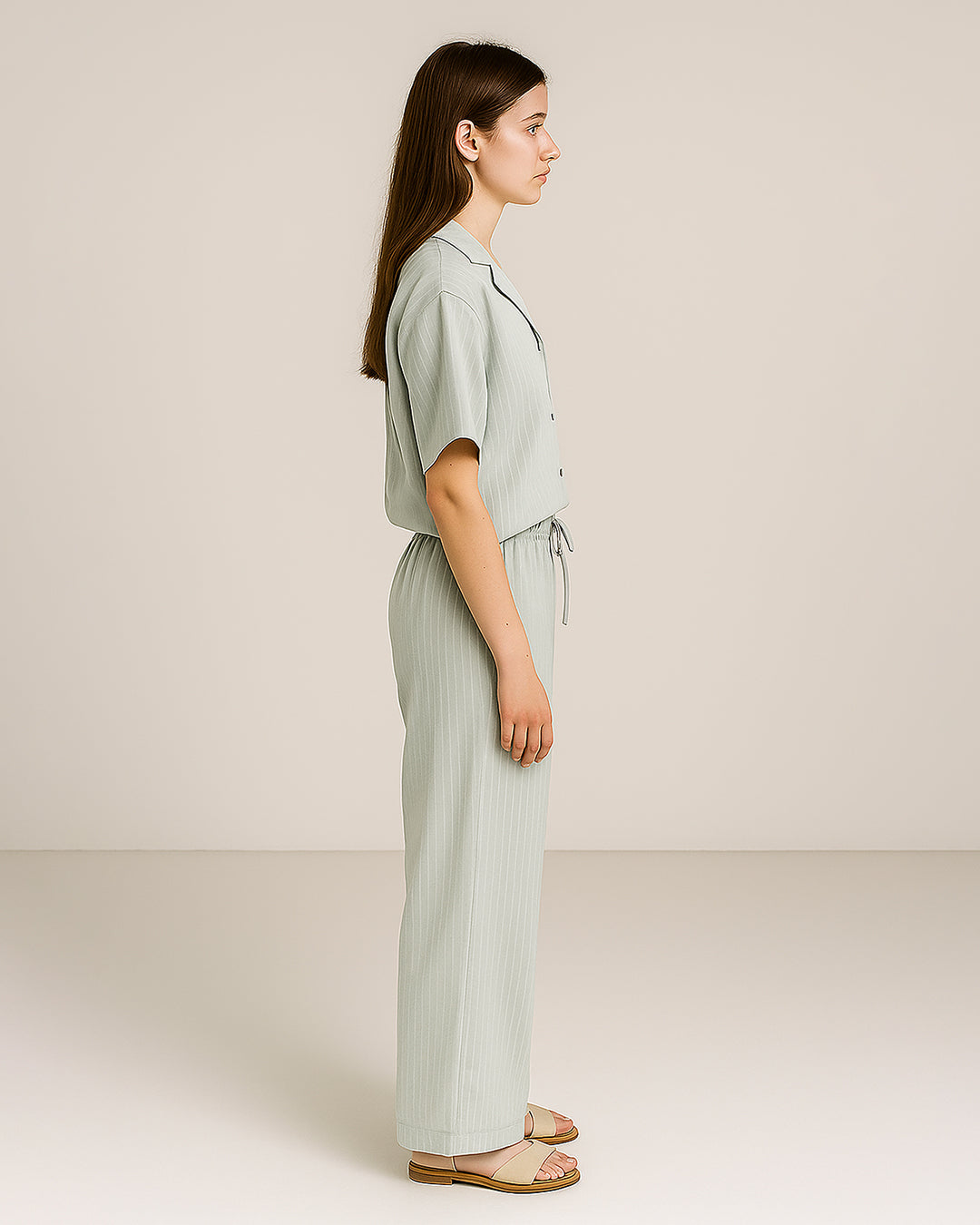 Zelig Branded Mint Green Striped Lounge Co-Ord Set WCS-05