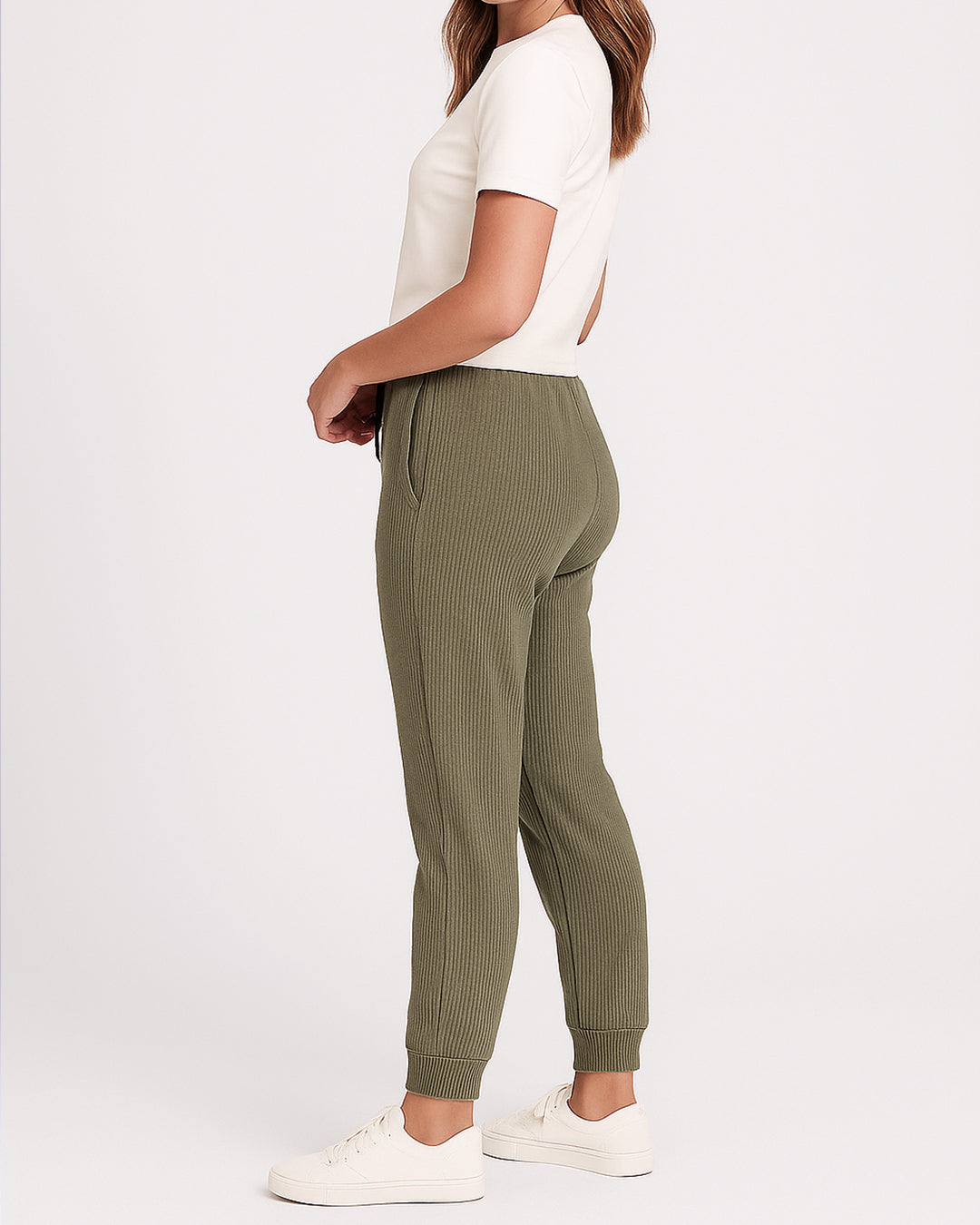 Olive Ribbed Unisex Jogger Trouser UT-20