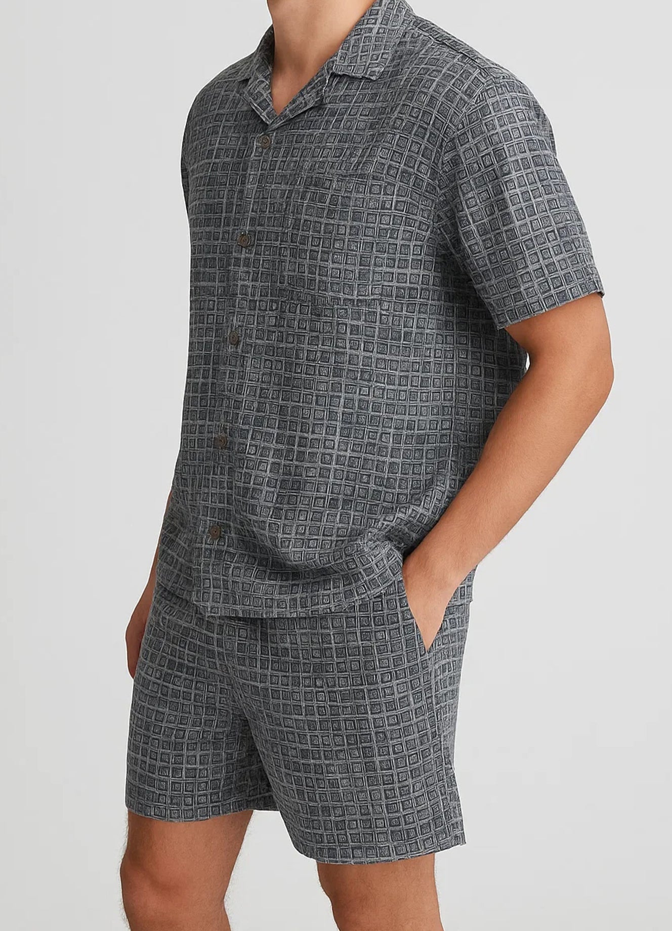 ZARRAA Branded Men's Textured Co-ord Set Black & White Color MCS-04