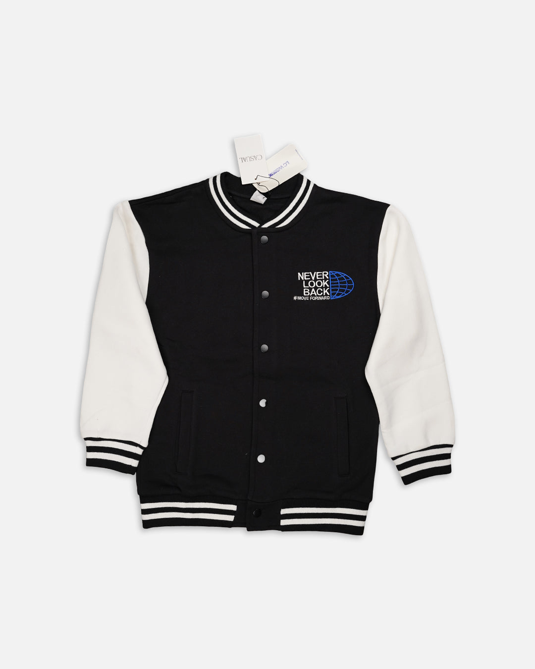 Men’s Black & White Baseball Jacket MWJ-01
