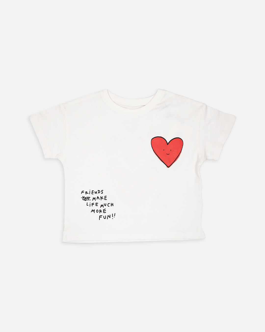 ZARRAA Branded Girl's T-shirt White Color with Red Heart GTS-02