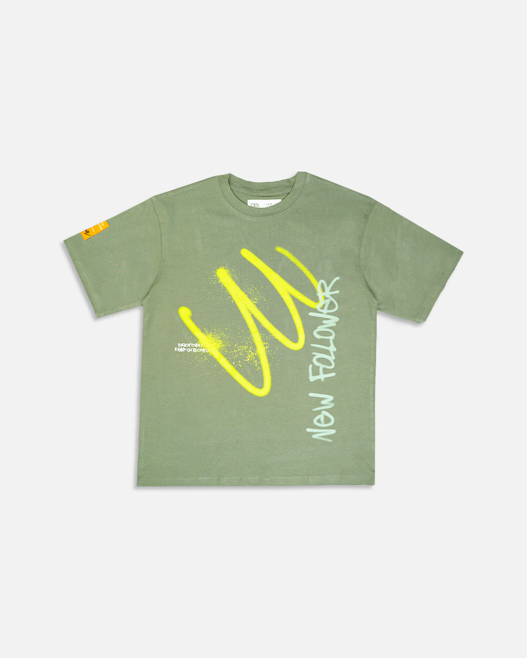 Zarraa Brander Boy's Olive Green “New Follower” Printed T-Shirt BTS-16