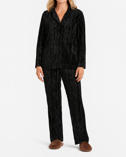 Caila Branded Women's Black Zipper & Wide-Leg Trouser Co-ord Set WCS-02