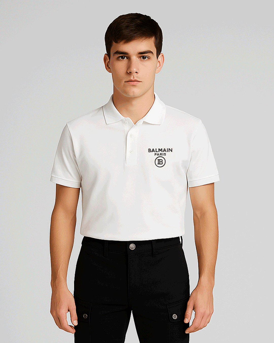 Balmen Pars Branded Polo T-shirt White Color Mpt-40