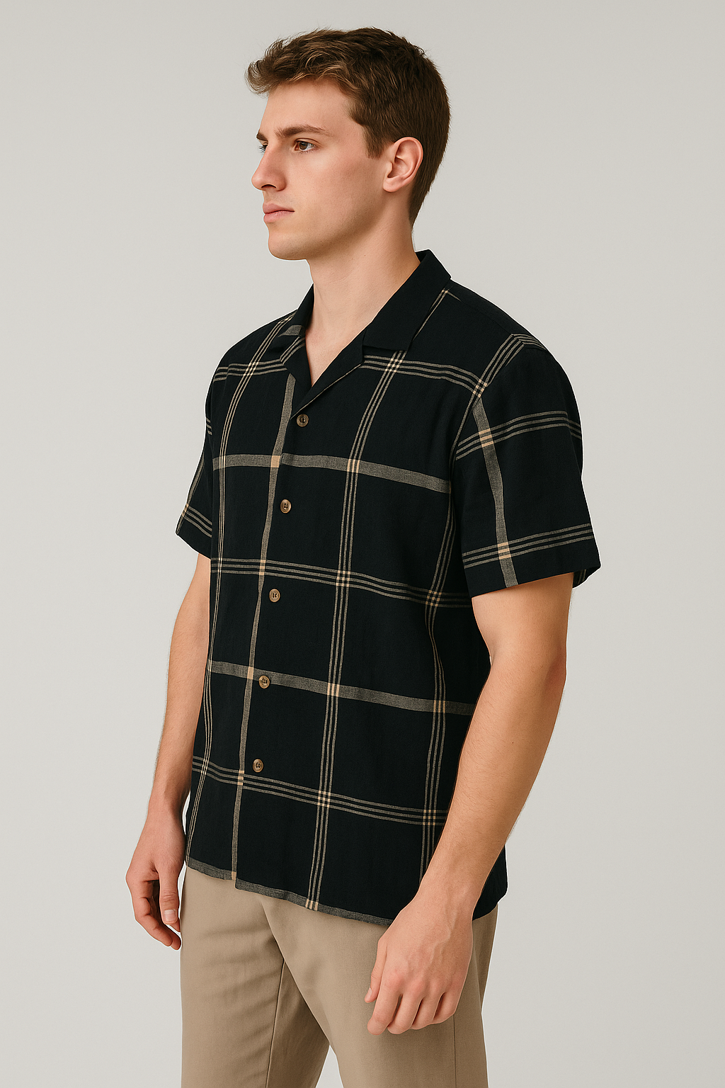 Pegadoor Branded Casual Half Sleeves Shirt Black Color MCS-01