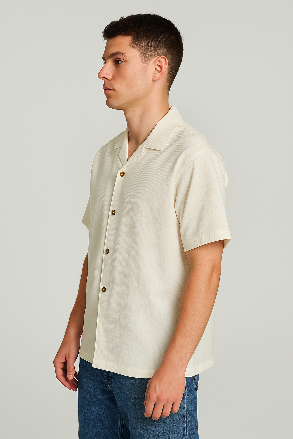 Pegadoor Branded Casual Half Sleeves Shirt Off White Color MCS-04