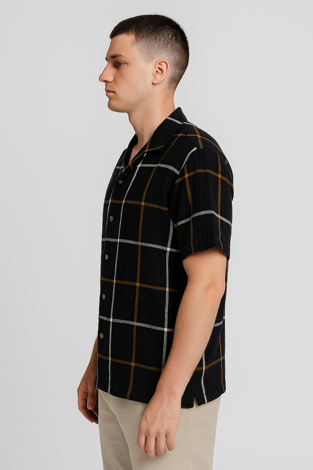 Pegadoor Branded Casual Half Sleeves Shirt Black Color MCS-05