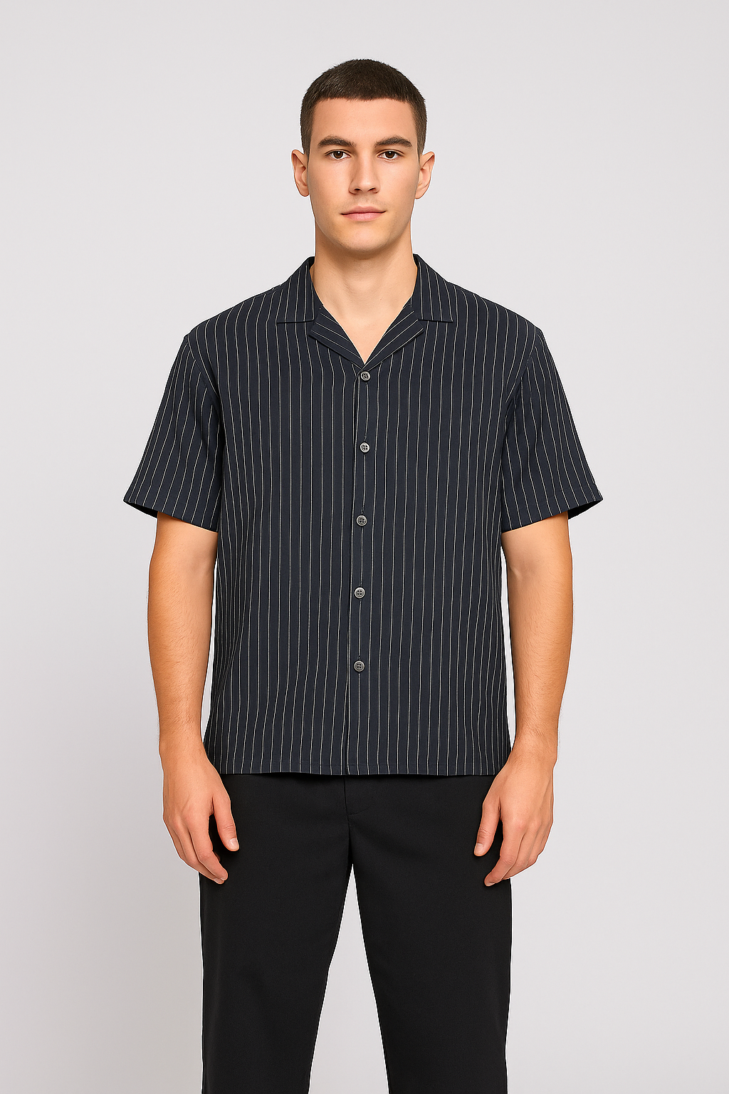 Pegadoor Branded Casual Half Sleeves Shirt Black Color MCS-06