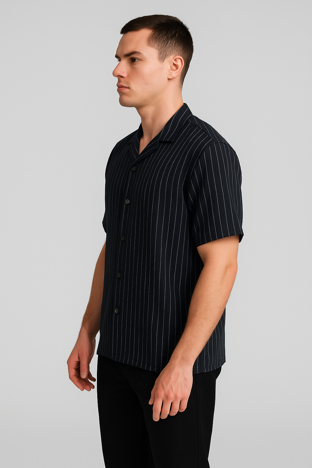 Pegadoor Branded Casual Half Sleeves Shirt Black Color MCS-06