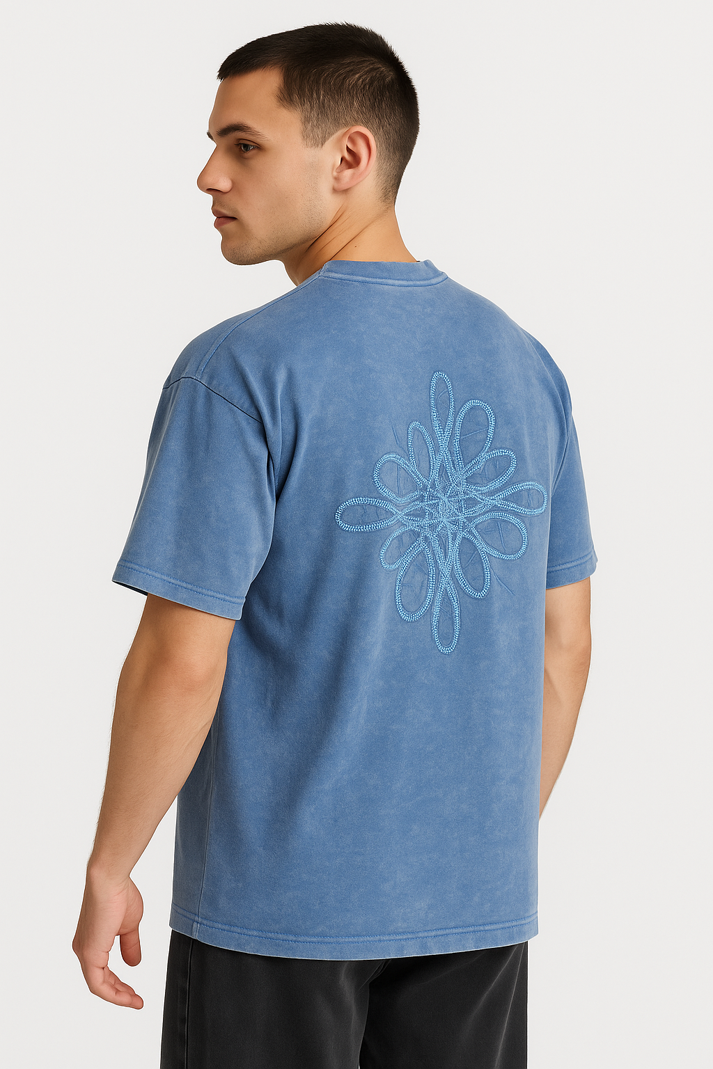 Host Lamson Branded Drop Soluder T-shirt Blue Color Mt-06