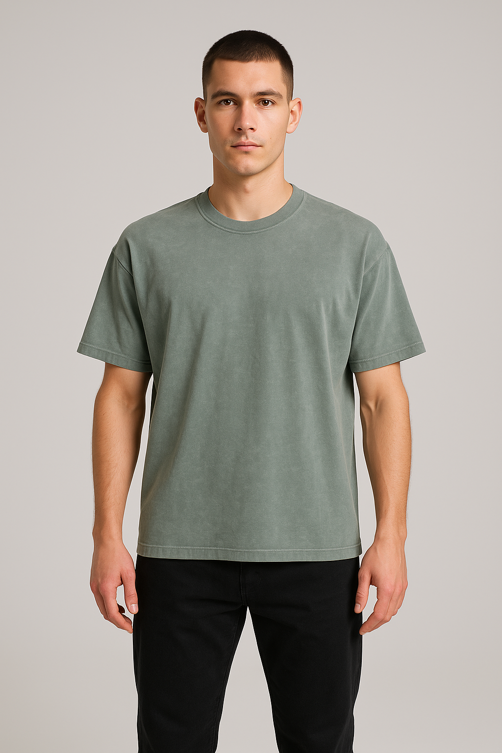Host Lamson Branded Drop Soluder T-shirt Grey Color Mt-04