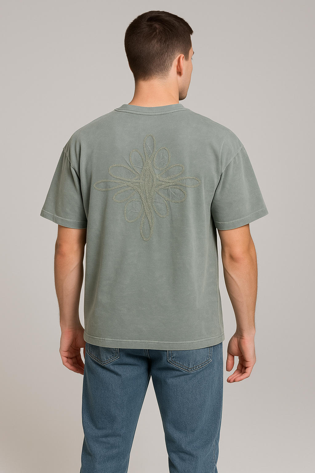 Host Lamson Branded Drop Soluder T-shirt Grey Color Mt-04