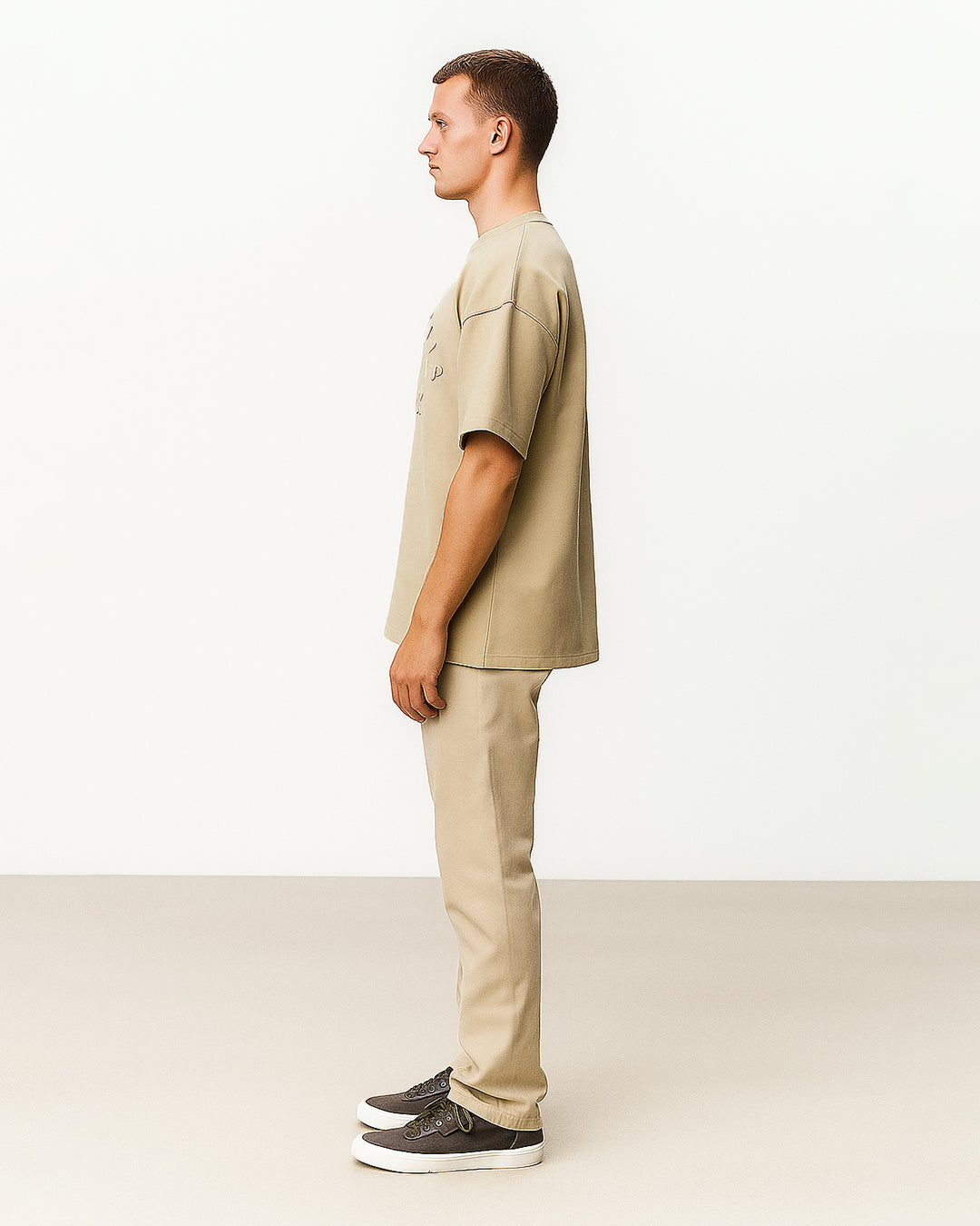 Blanky Branded Men's Beige Drop Shoulder Tee MT-17