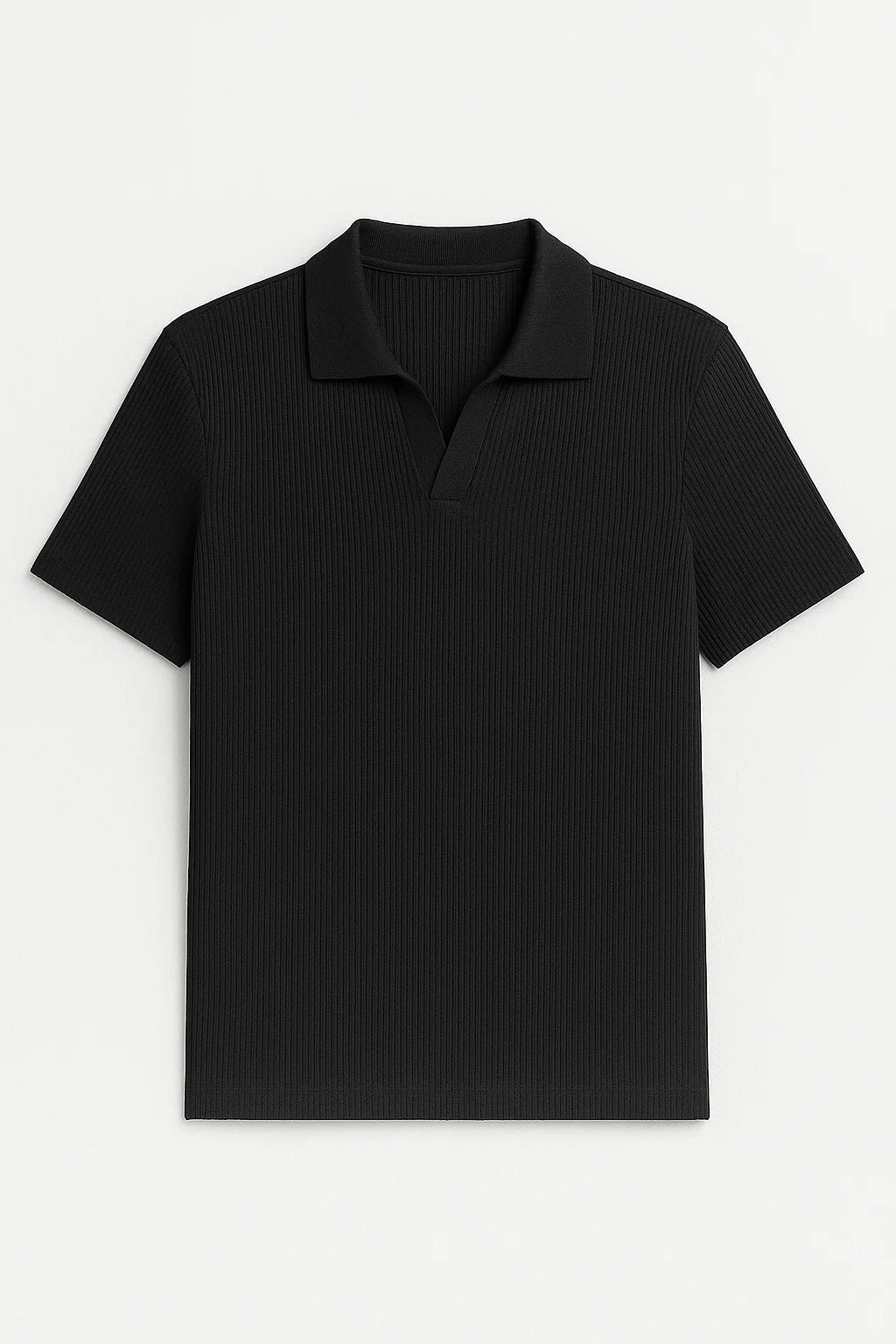 Spark Men's Black Color Rib Polo T-shirt MPT-11