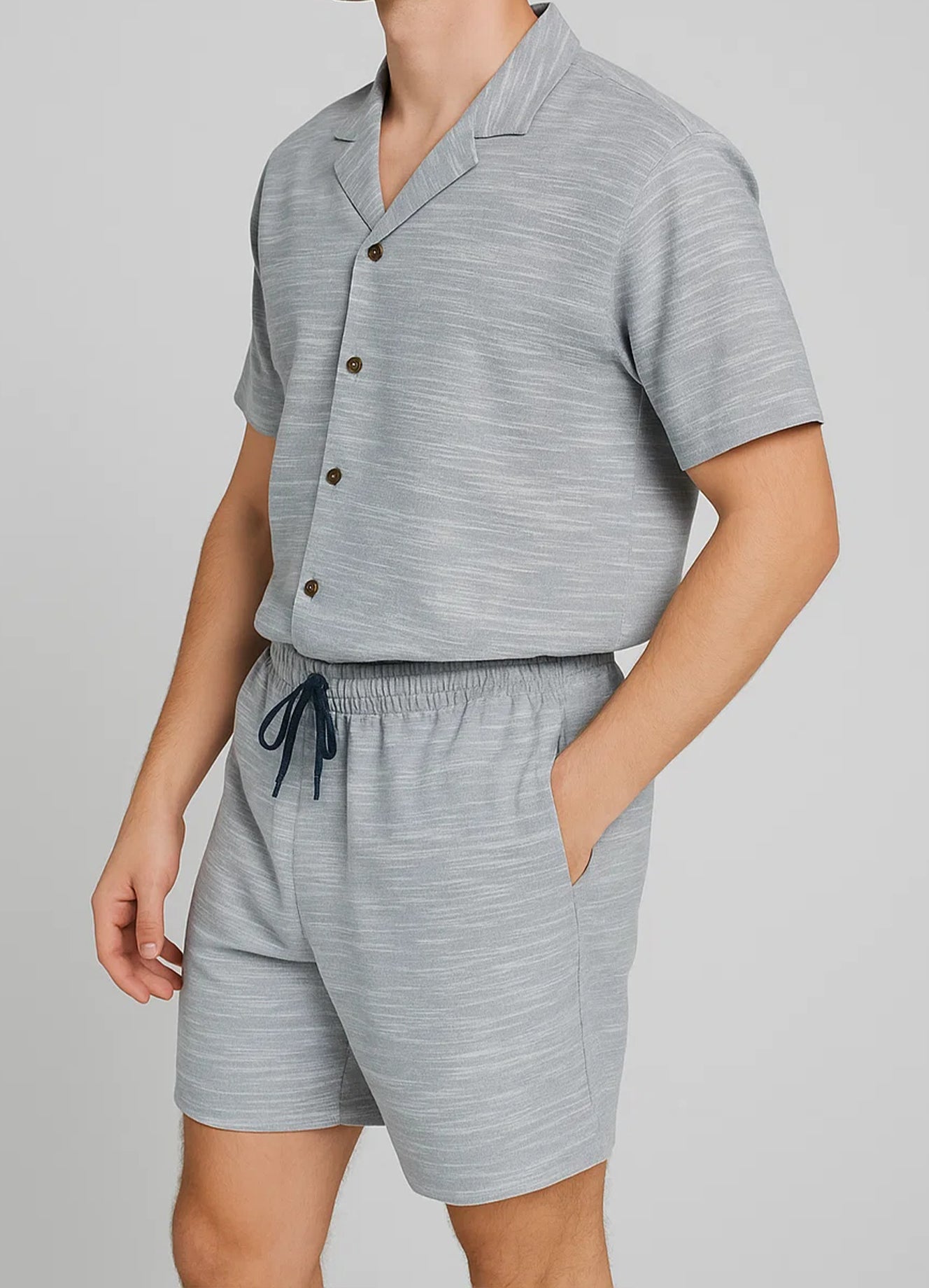 ZARRAA Branded Men's Textured Co-ord Set Grey Color MCS-06