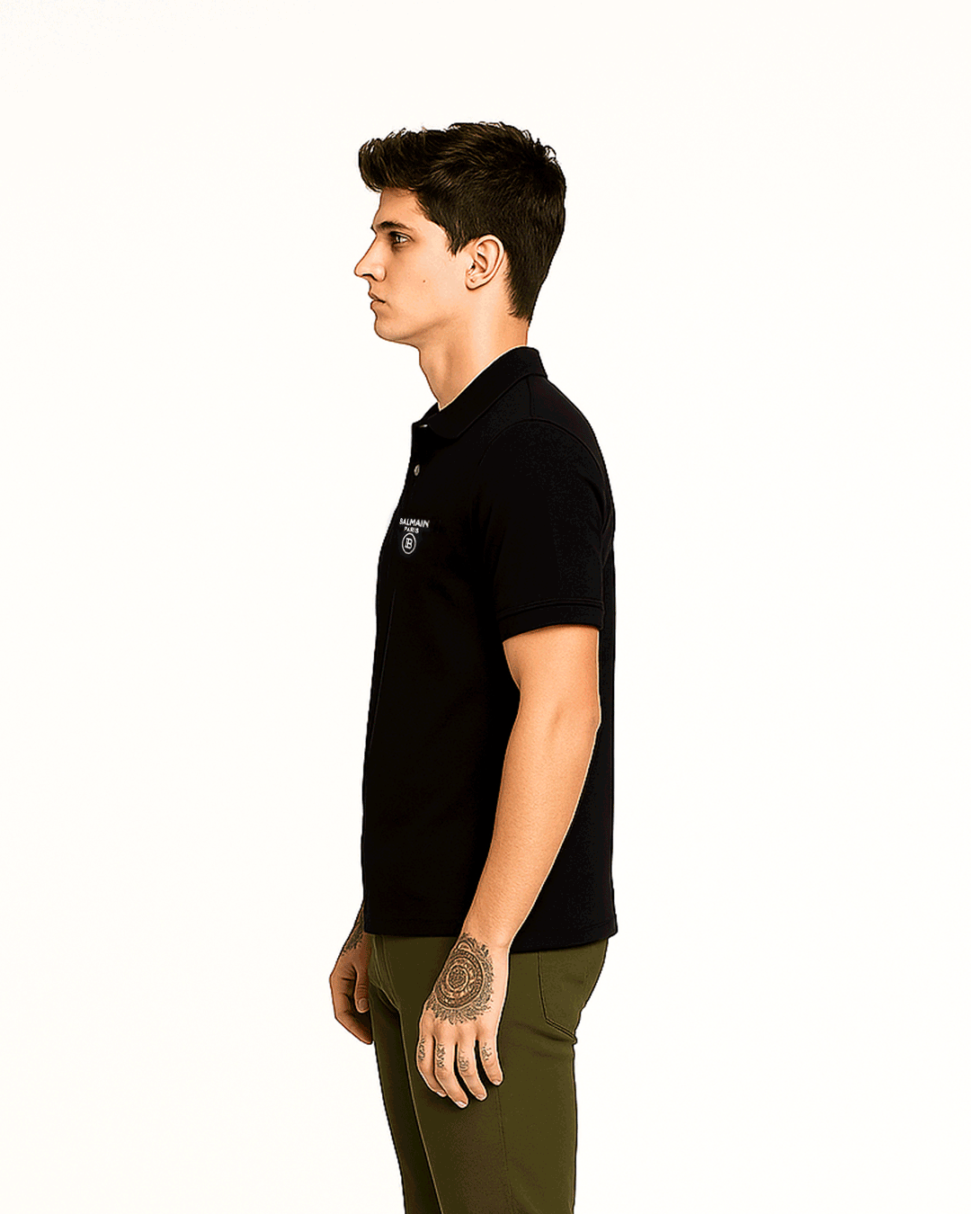 Balmen Branded Polo T-shirt Black Color Mpt-35