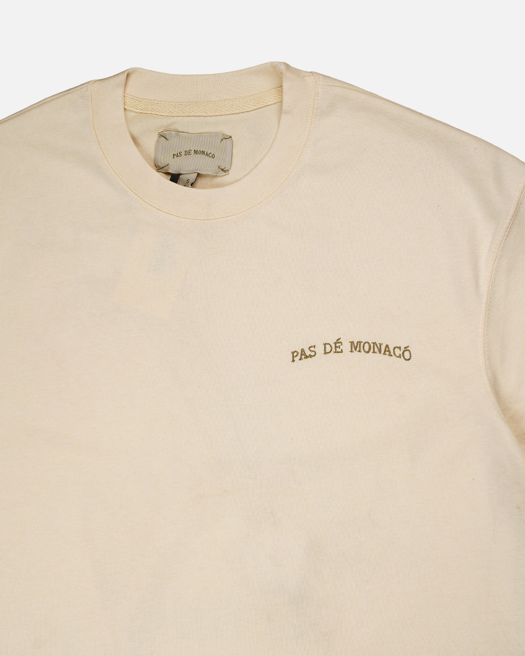Pas Monaco Branded Men's Beige Drop Shoulder Tee MT-18