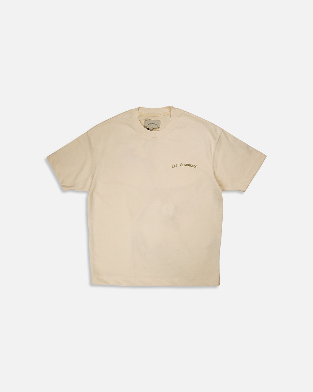 Pas Monaco Branded Men's Beige Drop Shoulder Tee MT-18