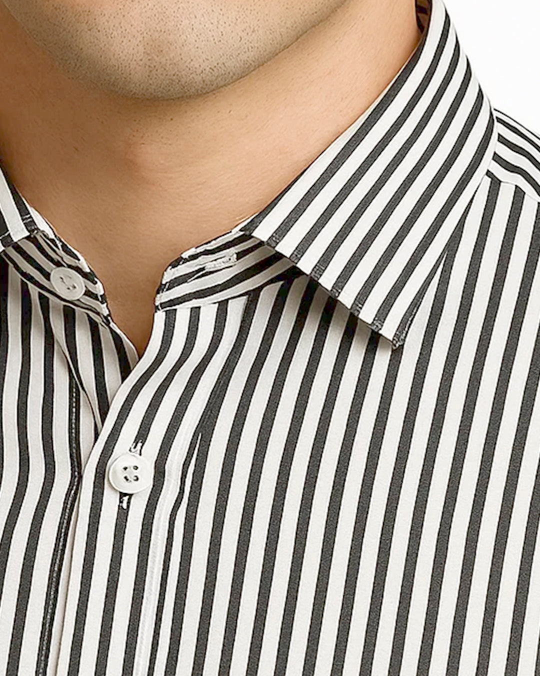 Michael Krs Branded Men's Slim Fit Striped Shirt White & Black Color MMS-09