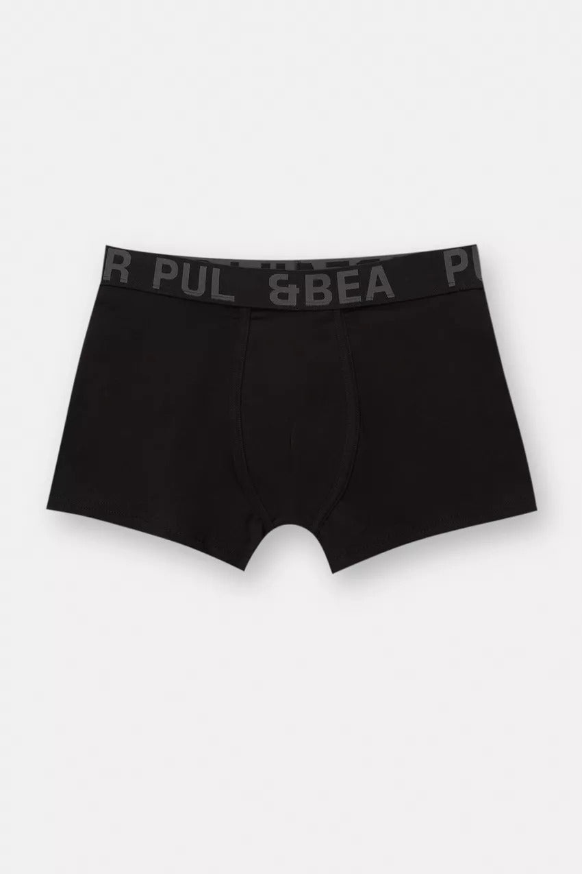 Men's Solid Black Boxer (Pack of 3) PulNBear