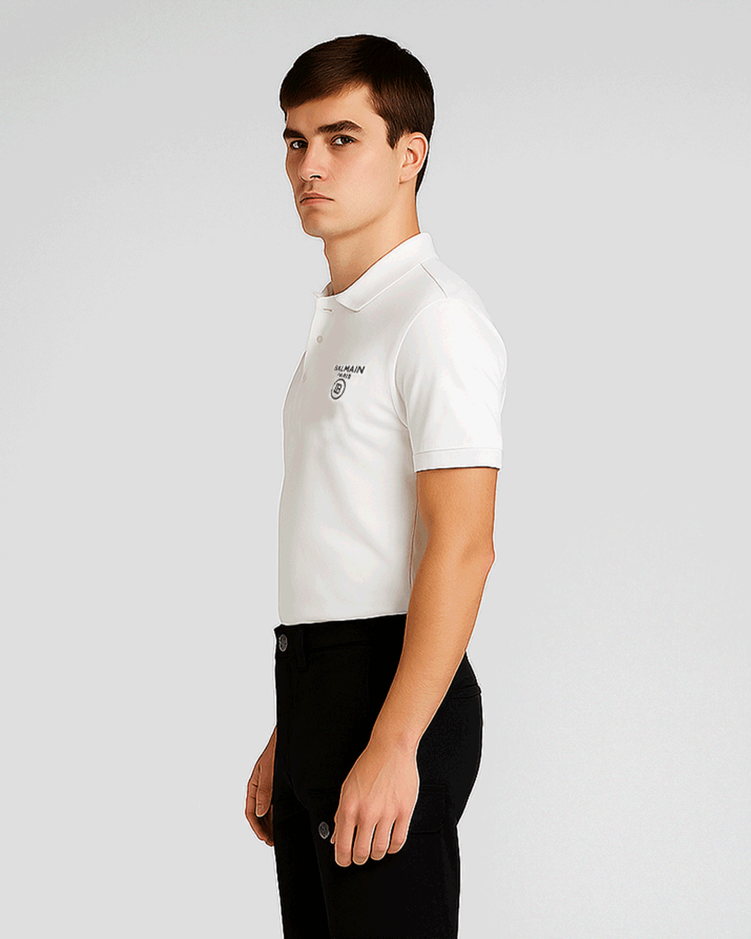 Balmen Pars Branded Polo T-shirt White Color Mpt-40