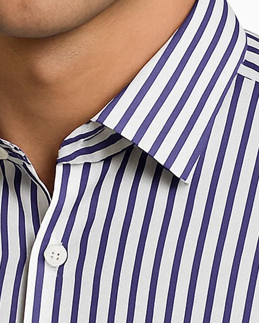 Michael Krs Branded Men's Slim Fit Striped Shirt White & Blue Color MMS-08