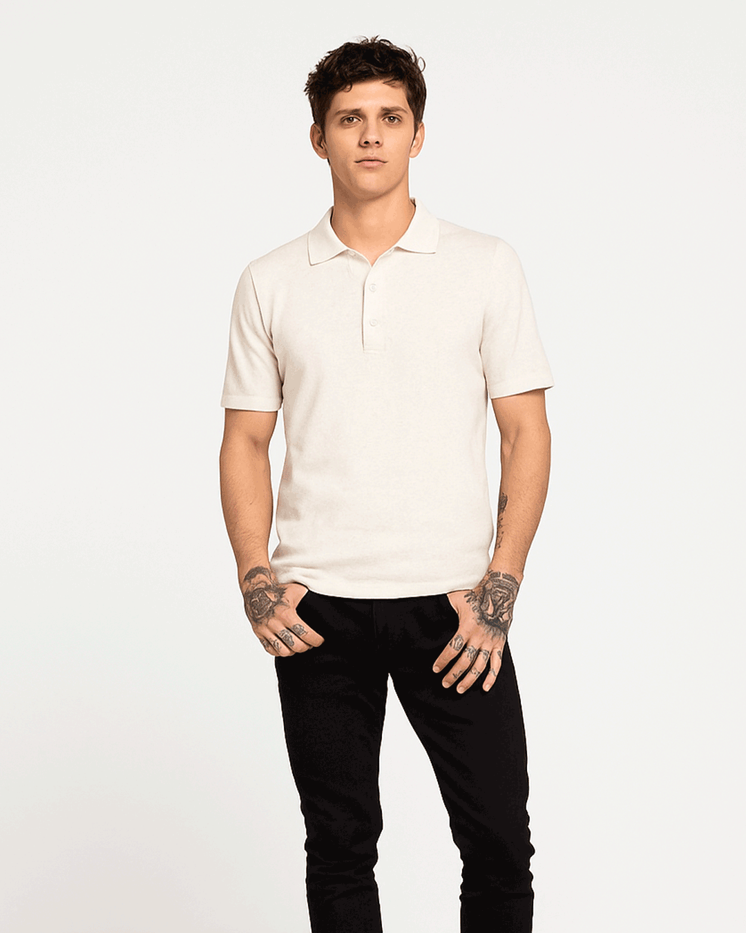 Spark Branded Polo T-shirt Off White Color Mpt-67