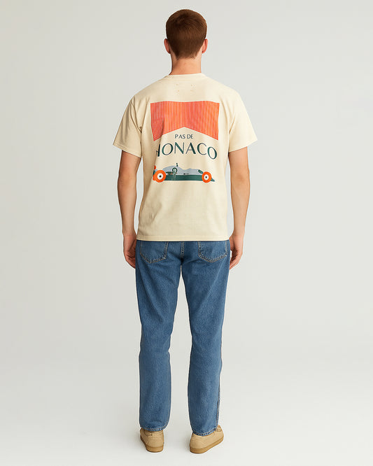 Pas Monaco Branded Men's Beige Drop Shoulder Tee MT-18