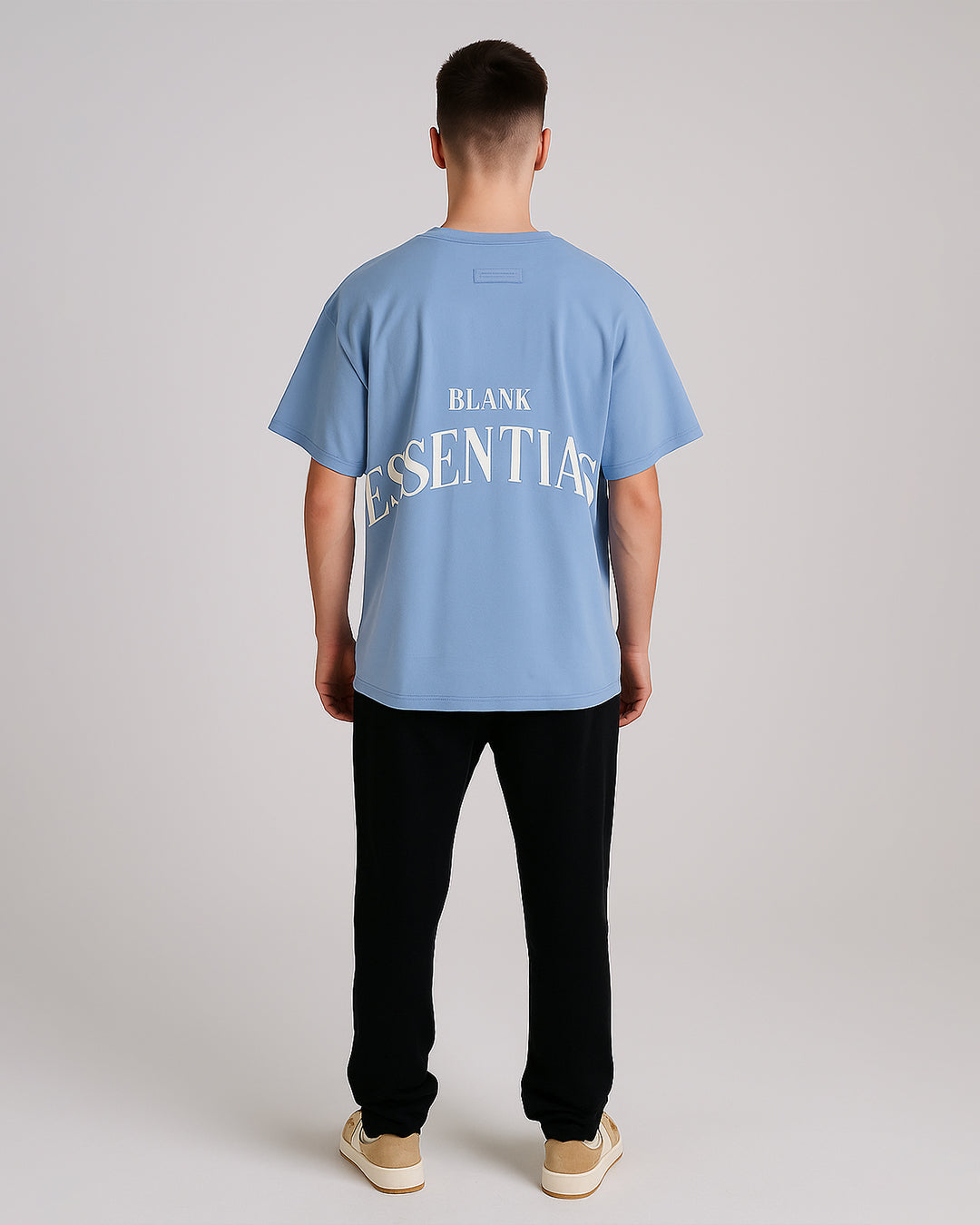 Blanky Branded Men's Sky Blue Drop Shoulder Circular Logo Tee MT-15