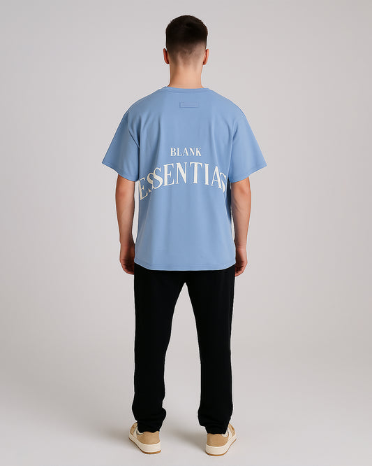 Blanky Branded Men's Sky Blue Drop Shoulder Circular Logo Tee MT-15