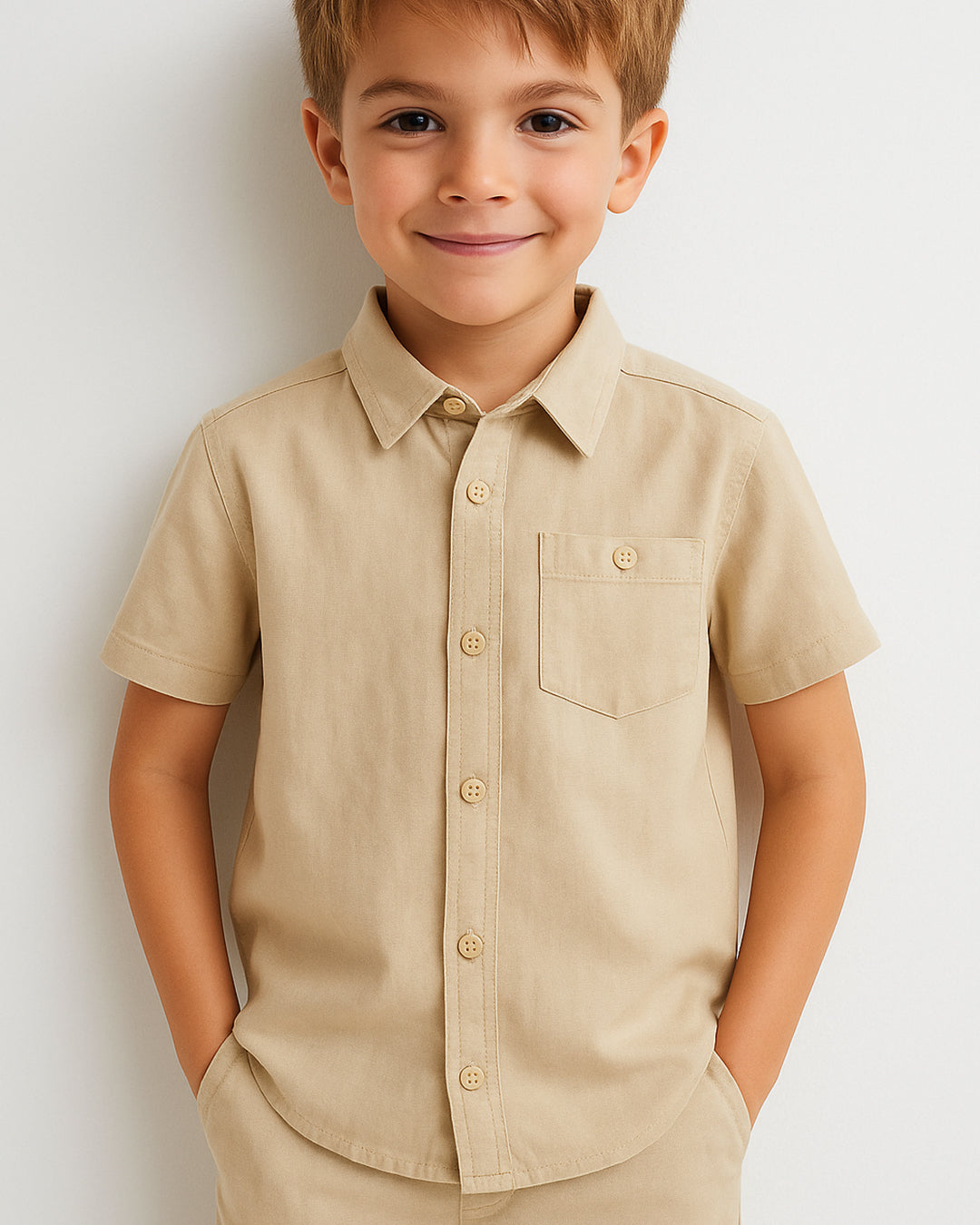 TILTY Branded Boy's Beige Color Shirt Half Sleeves BS-10
