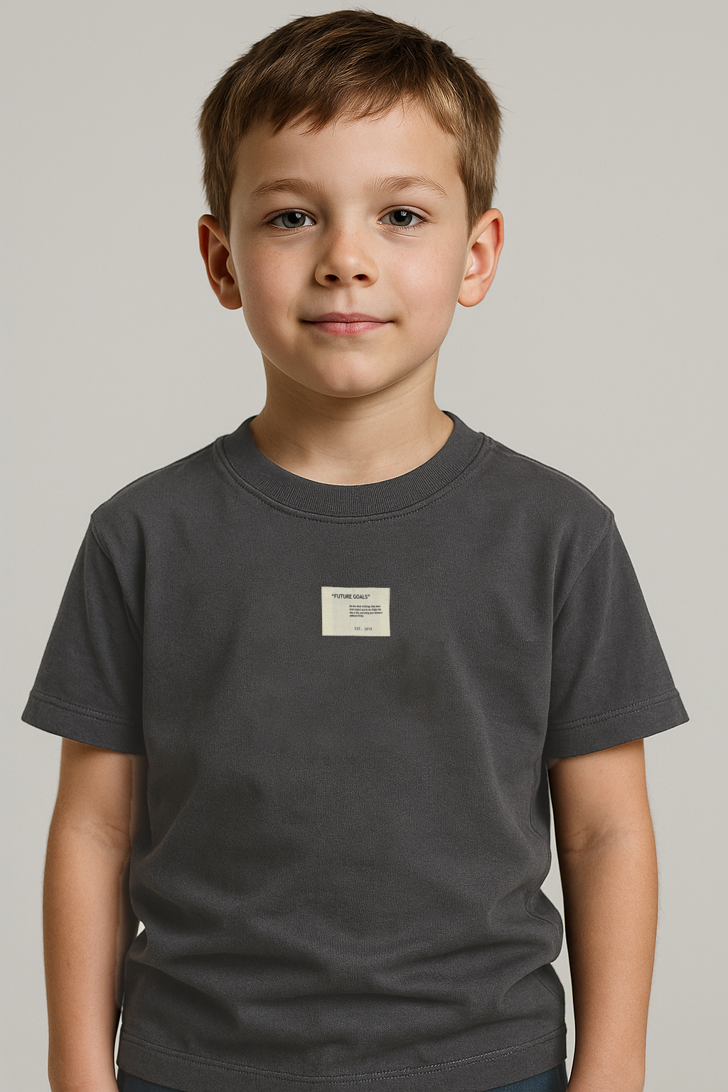 ZARRAA Branded Boy's Stone Grey Color T-shirt BTS-10
