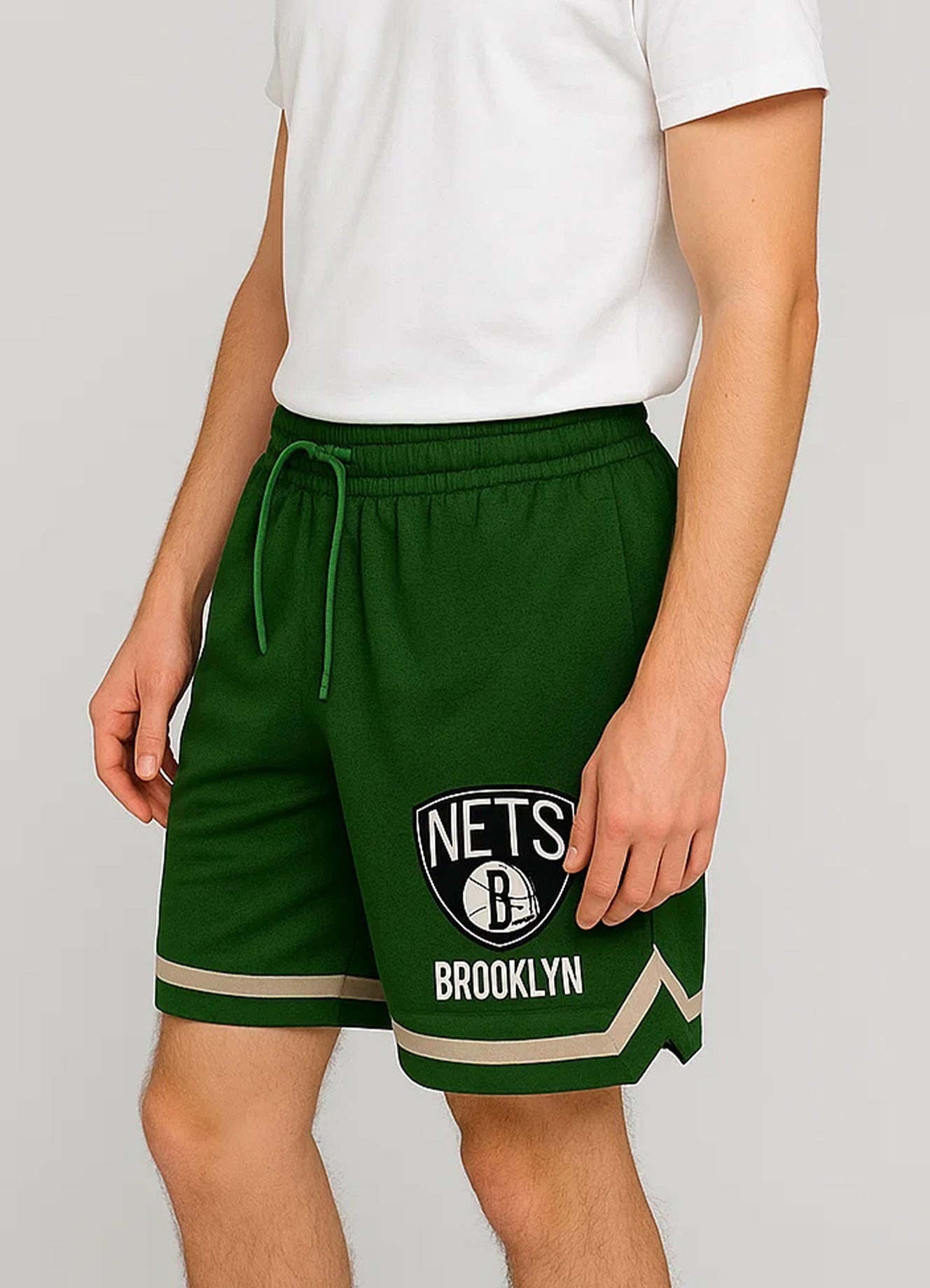 NBBA Branded Boy's & Men's Polyester Shorts Bottle Green Color MST-04
